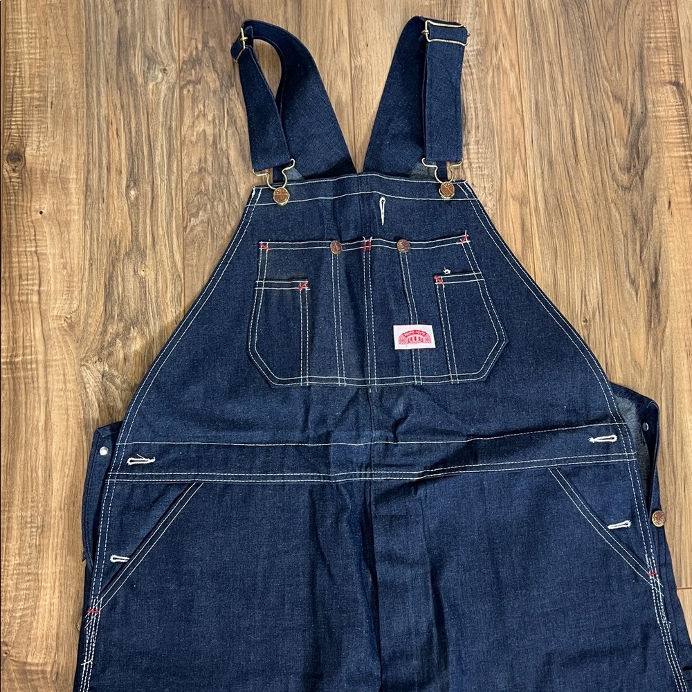 NWT Round House Denim Bib Overalls Men Blue Denim Farmer Ranch Cowboy  Sz 42x33 - Picture 3 of 8